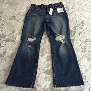 Ella Moss High Waist Jeans Crop Flare Distressed Size 27